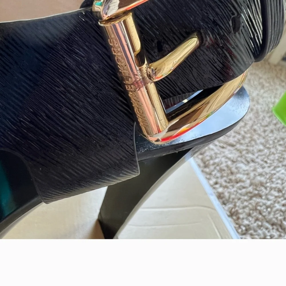 Michael Kors Carla Black Patent Leather Heels Sandals 9.5 - Picture 7 of 7